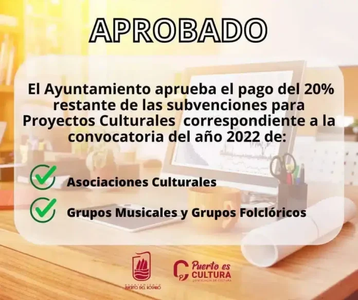 Puerto del Rosario aprueba el pago del 20% restante de las subvenciones solicitadas en 2022 para Proyectos Culturales